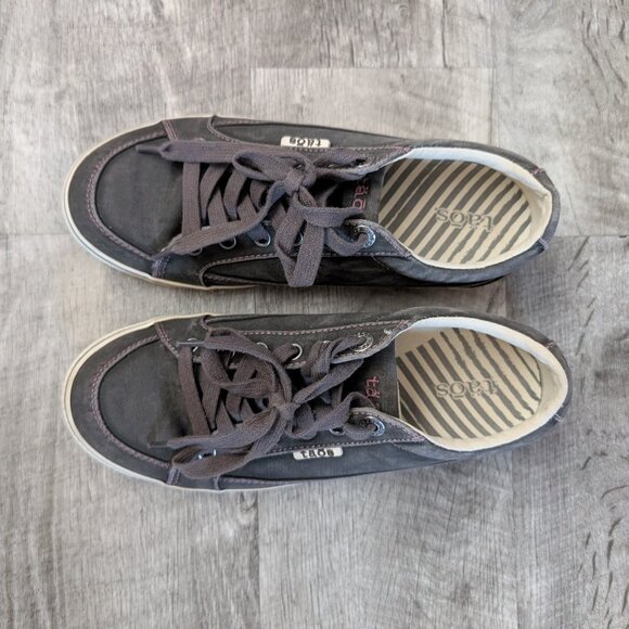 Taos Moc‎ Star Canvas Women's 7.5 Graphite Gray Lace Up Low Top Casual Sneakers - Picture 1 of 9
